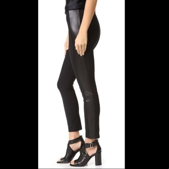Rag & Bone Black Dani Pants with Leather Side Stripe $395 NWT Size 6 - Picture 1 of 9